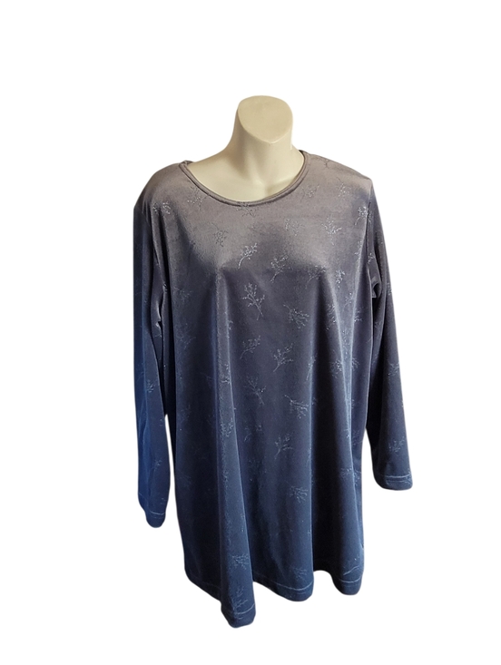 mothers choice Tops - Mother’s Choice Velour Top Medium Gray Snowflake Print Long Sleeve Cozy Lounge S